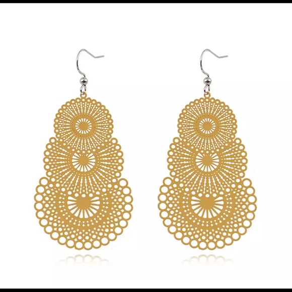 Boho Ethnic Big Dangle Drop Earrings laser cut - Picture 1 of 4